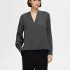Toppe Og Bluser>SELECTED V-UDSKÆRING BLUSE Grey