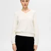 Toppe Og Bluser>SELECTED V-UDSKÆRING PULLOVER White