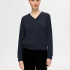 Toppe Og Bluser>SELECTED V-UDSKÆRING PULLOVER Blue