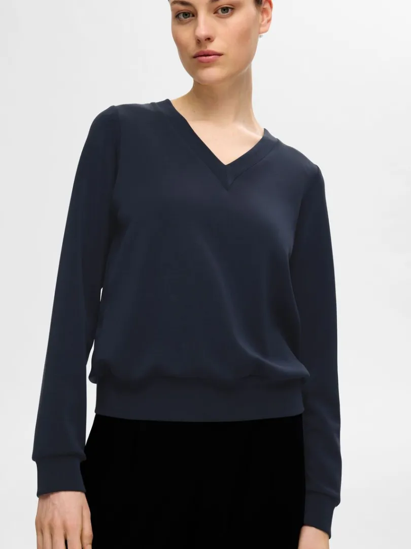 vudskring_pullover_2.webp Toppe Og Bluser>SELECTED V-UDSKÆRING PULLOVER Blue