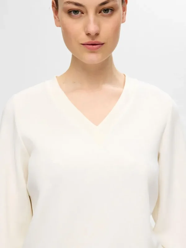 Toppe Og Bluser>SELECTED V-UDSKÆRING PULLOVER White