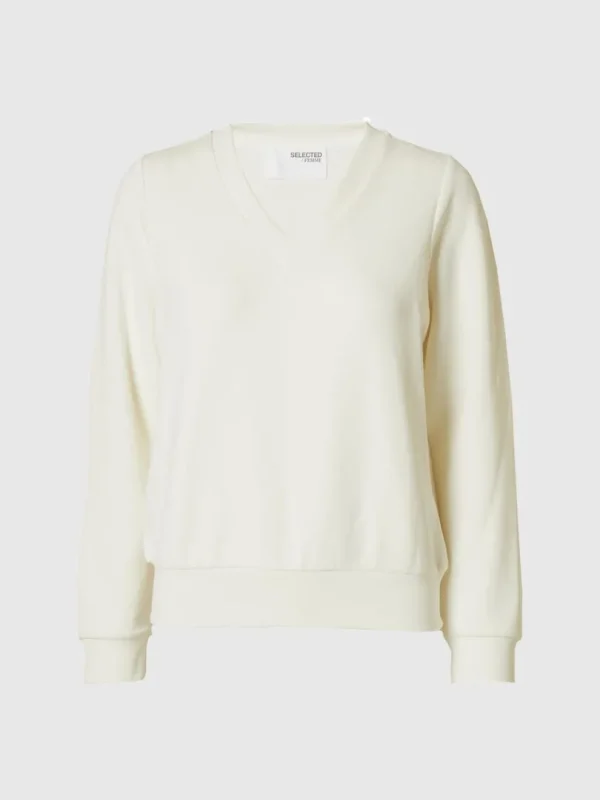 Toppe Og Bluser>SELECTED V-UDSKÆRING PULLOVER White