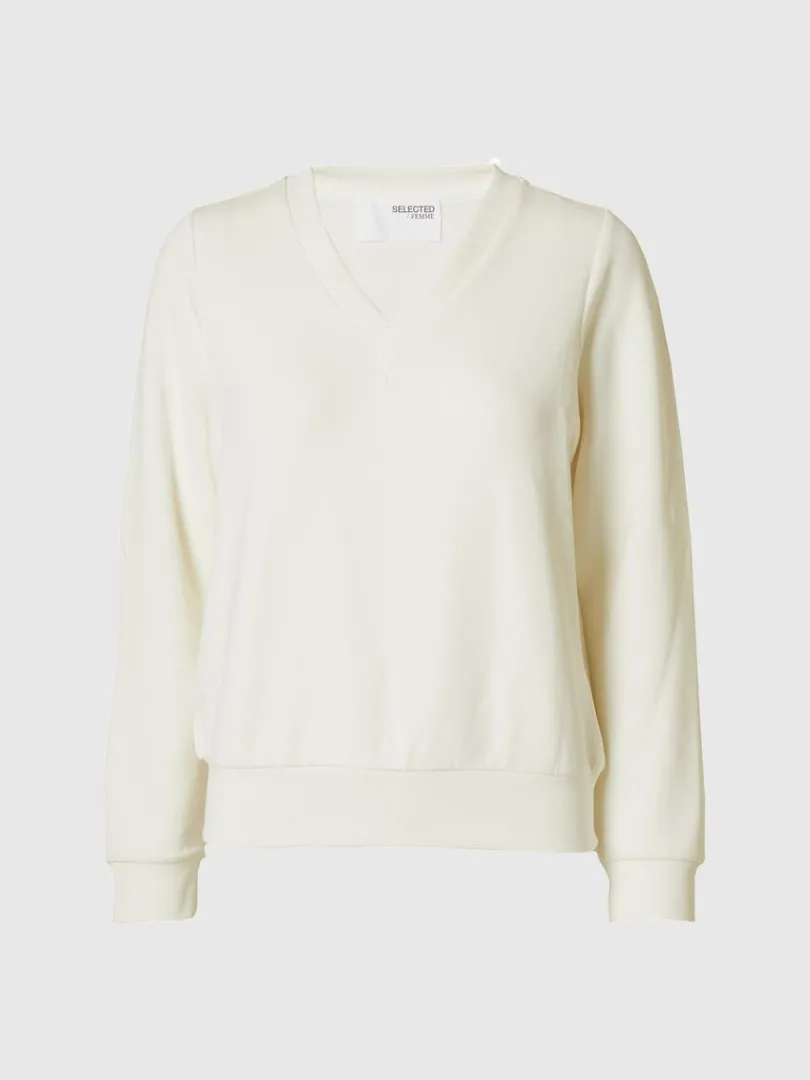 vudskring_pullover_5-1.webp Toppe Og Bluser>SELECTED V-UDSKÆRING PULLOVER White