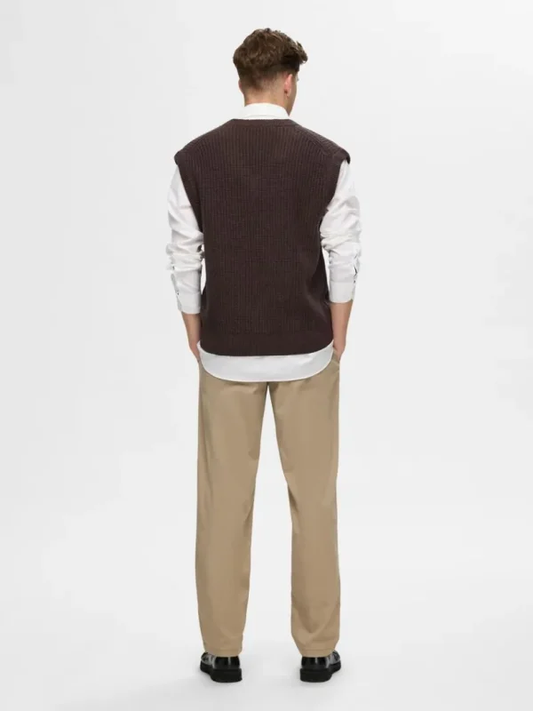 Overtøj>SELECTED V-UDSKÆRING STRIK VEST Brown