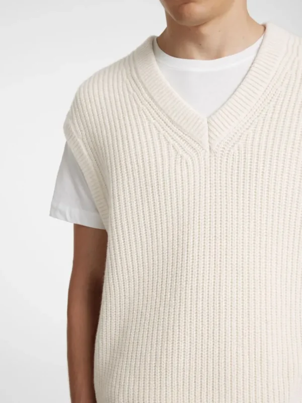 Overtøj>SELECTED V-UDSKÆRING STRIK VEST Beige
