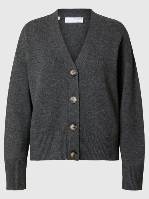Strik>SELECTED V-UDSKÆRING STRIKKET CARDIGAN Grey