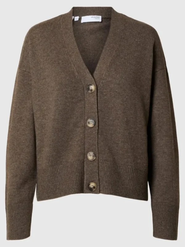 Strik>SELECTED V-UDSKÆRING STRIKKET CARDIGAN Brown