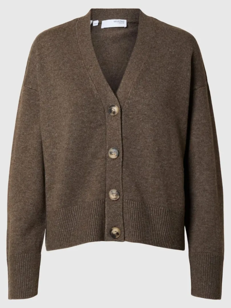 vudskring_strikket_cardig_0-3.webp Strik>SELECTED V-UDSKÆRING STRIKKET CARDIGAN Brown