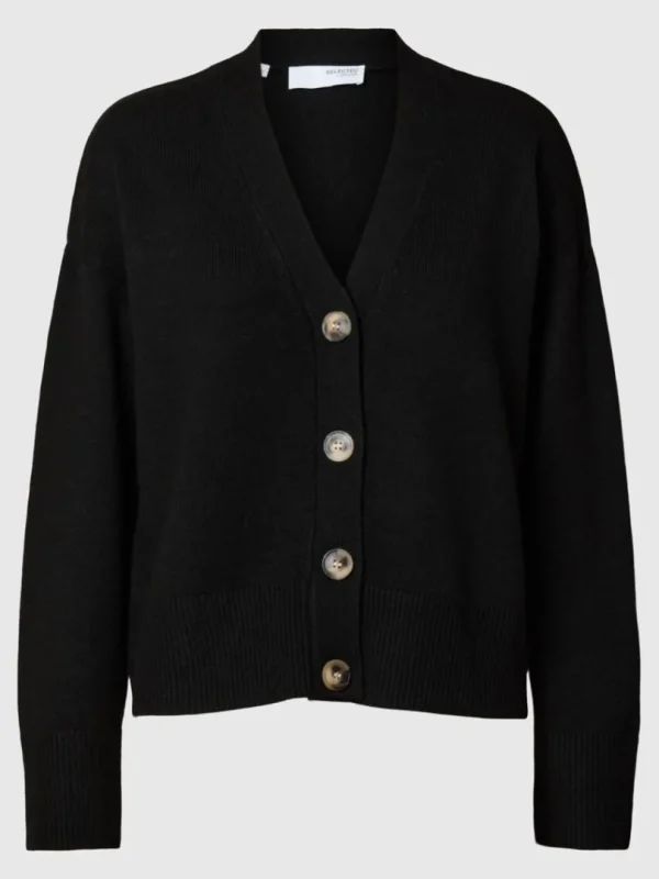 Strik>SELECTED V-UDSKÆRING STRIKKET CARDIGAN Black