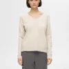 Strik>SELECTED V-UDSKÆRING STRIKTRØJE Beige