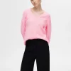 Strik>SELECTED V-UDSKÆRING STRIKTRØJE Pink