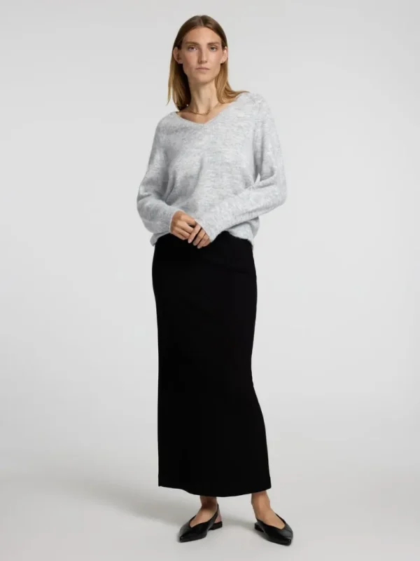 Strik>SELECTED V-UDSKÆRING STRIKTRØJE Grey