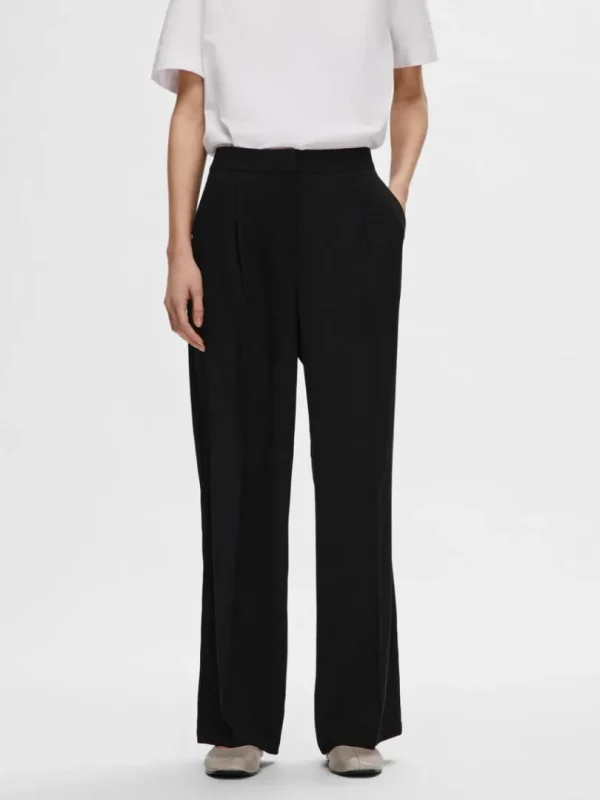 Bukser | Jakkesæt & Blazers>SELECTED VÆVEDE BREDE BUKSER Black