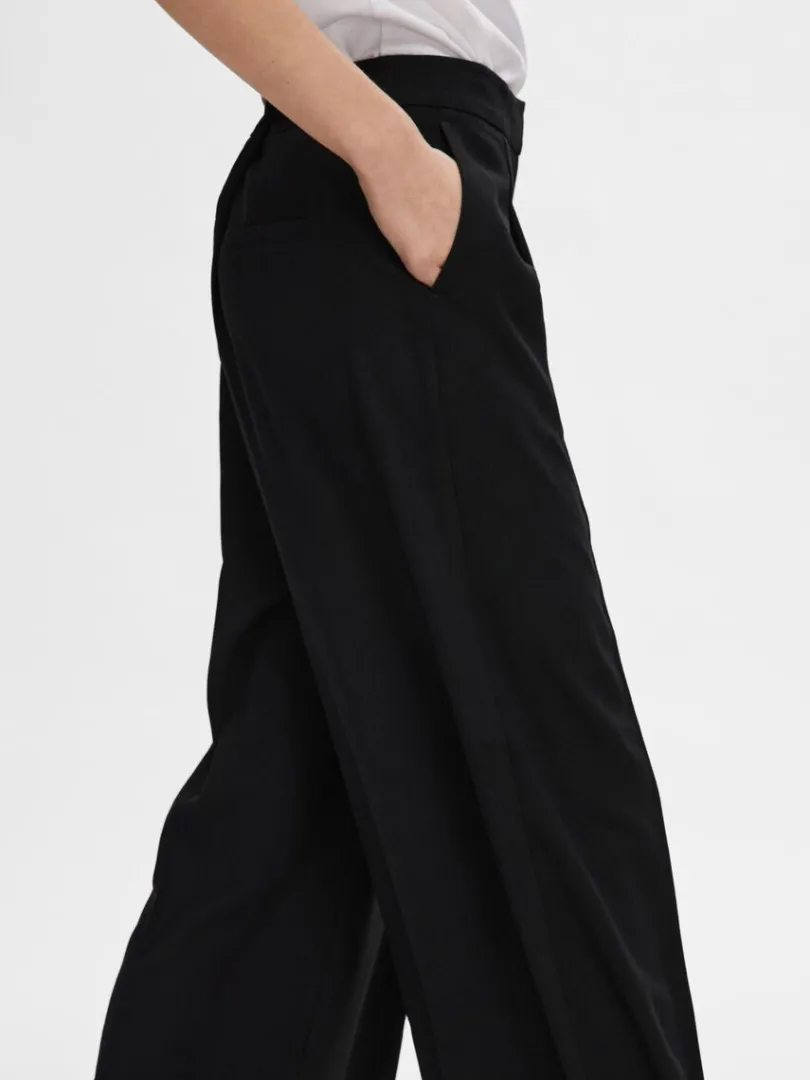 vvede_brede_bukser_3-1.webp Bukser | Jakkesæt & Blazers>SELECTED VÆVEDE BREDE BUKSER Black