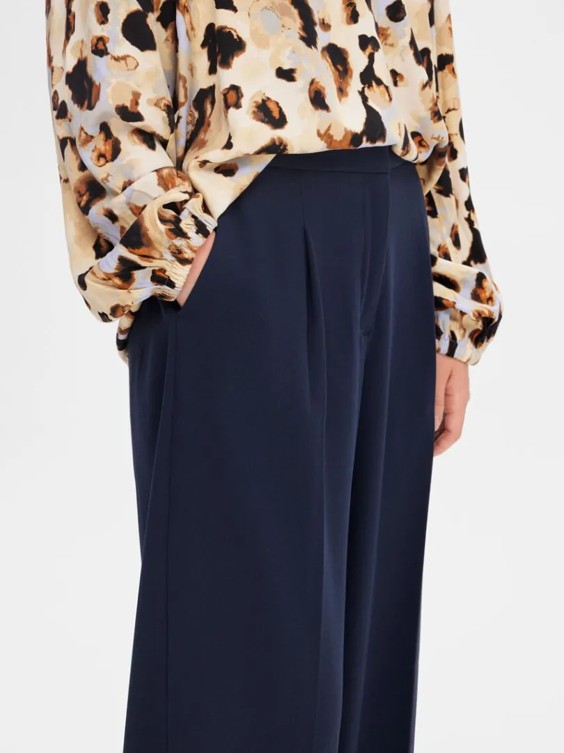 vvede_brede_bukser_3.webp Bukser | Jakkesæt & Blazers>SELECTED VÆVEDE BREDE BUKSER Blue