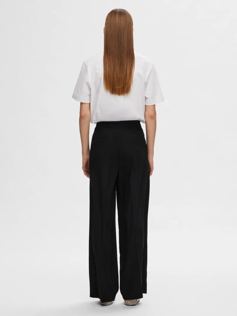 vvede_brede_bukser_4-1.webp Bukser | Jakkesæt & Blazers>SELECTED VÆVEDE BREDE BUKSER Black