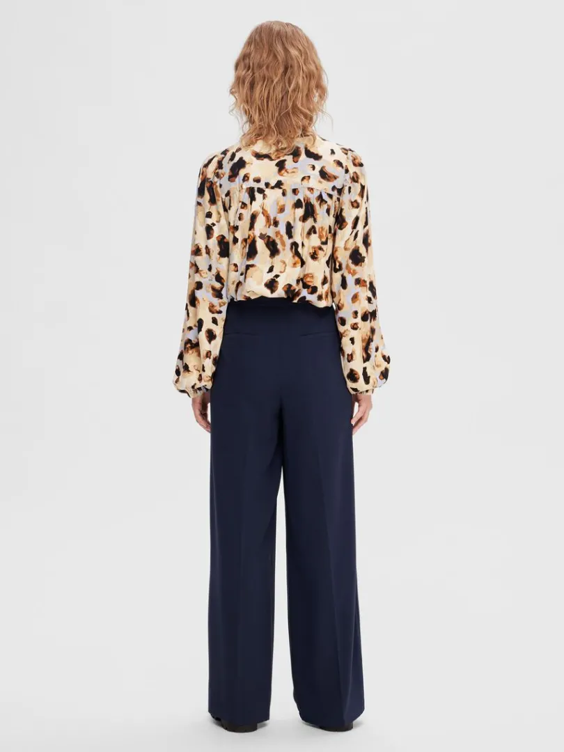 vvede_brede_bukser_4.webp Bukser | Jakkesæt & Blazers>SELECTED VÆVEDE BREDE BUKSER Blue