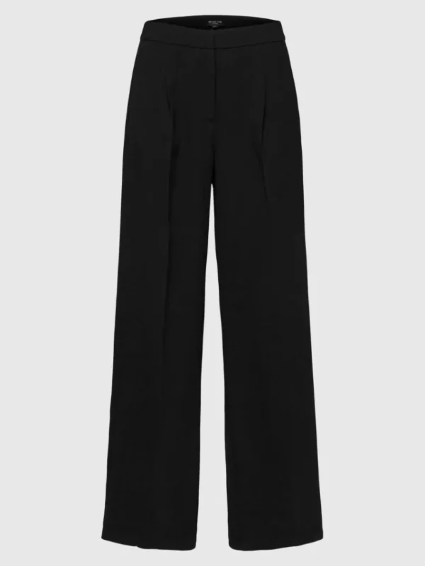 Bukser | Jakkesæt & Blazers>SELECTED VÆVEDE BREDE BUKSER Black