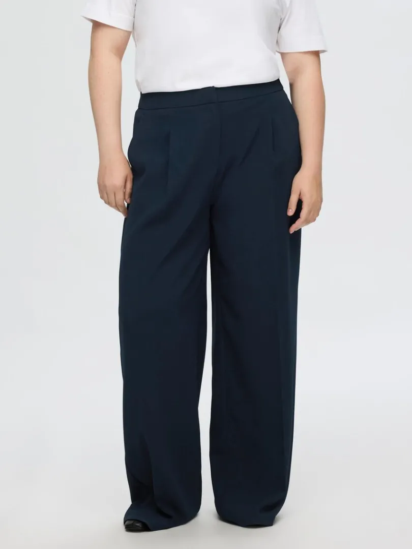 vvede_brede_bukser_6.webp Bukser | Jakkesæt & Blazers>SELECTED VÆVEDE BREDE BUKSER Blue
