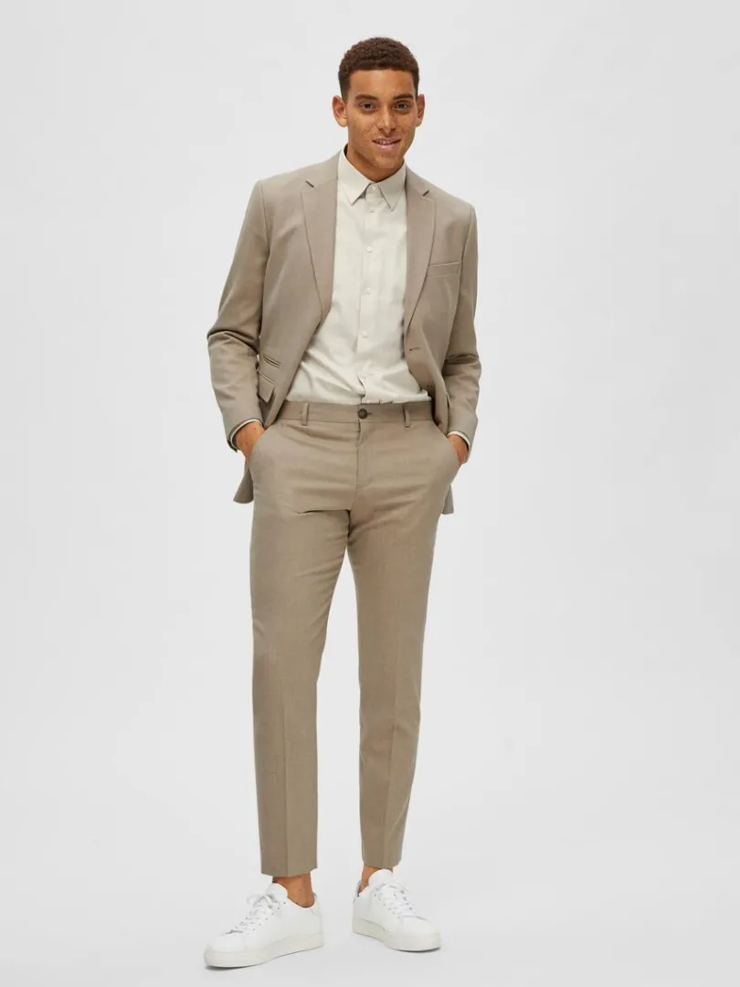vvede_bukser_1-2.webp Bukser | Jakkesæt & Blazers>SELECTED VÆVEDE BUKSER Beige