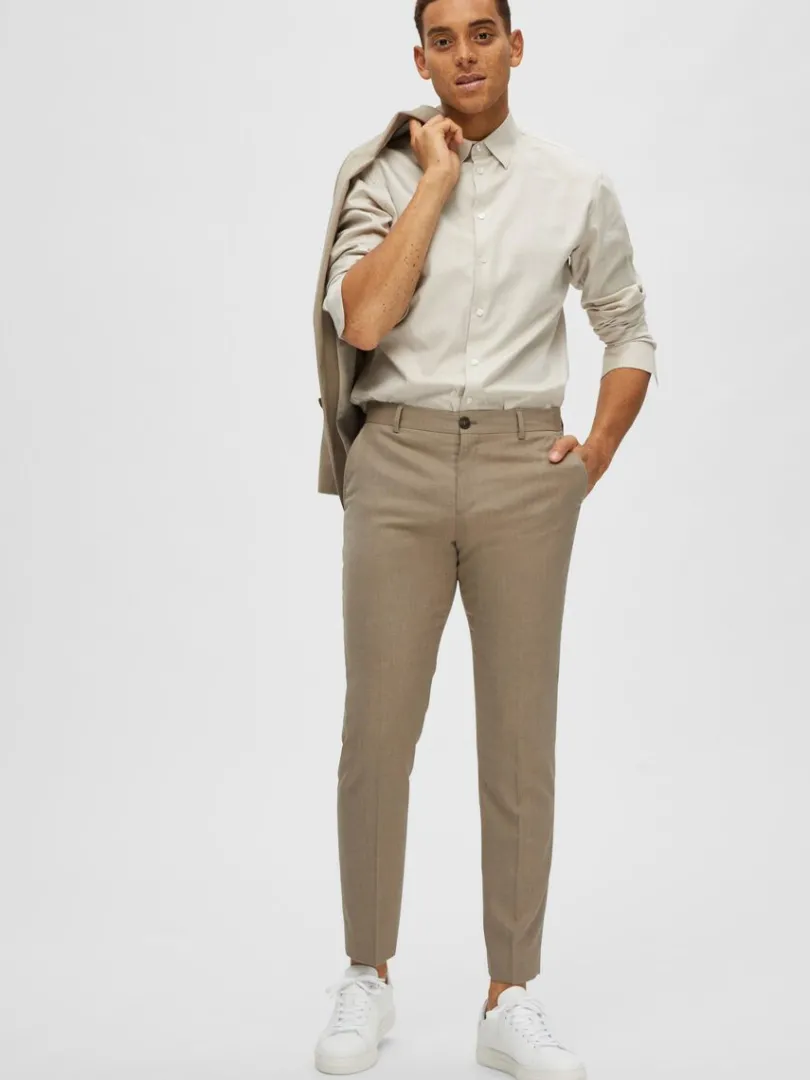 vvede_bukser_2-2.webp Bukser | Jakkesæt & Blazers>SELECTED VÆVEDE BUKSER Beige