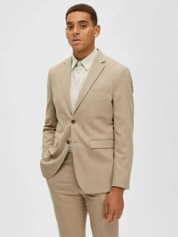 Jakkesæt & Blazers>SELECTED VÆVET BLAZER Beige