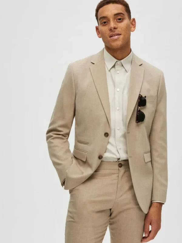 Jakkesæt & Blazers>SELECTED VÆVET BLAZER Beige