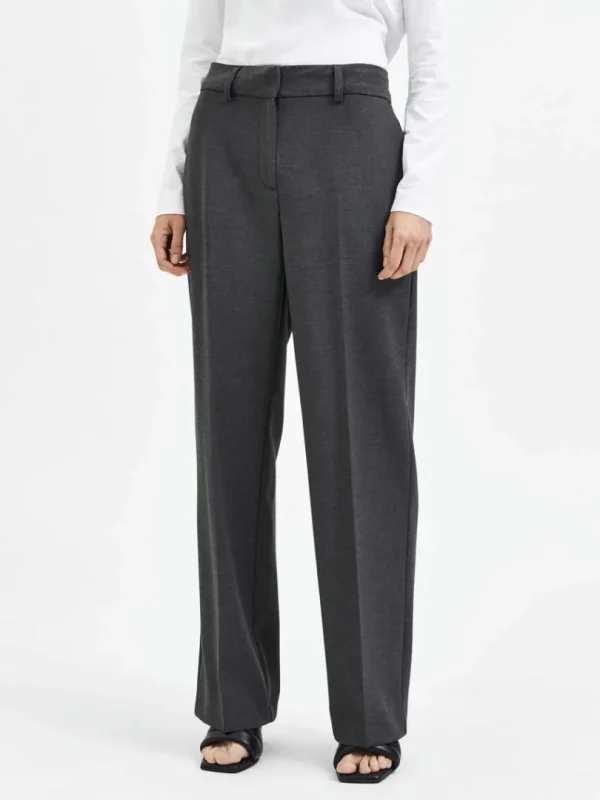 Bukser | Jakkesæt & Blazers>SELECTED VÆVET BREDE BUKSER Grey