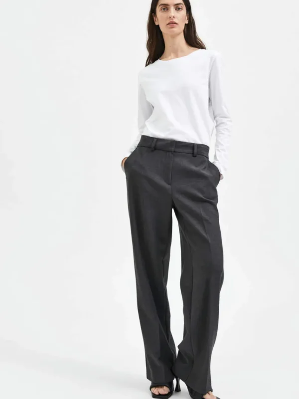Bukser | Jakkesæt & Blazers>SELECTED VÆVET BREDE BUKSER Grey