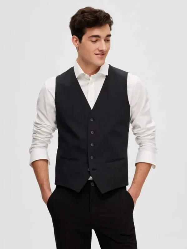 Jakkesæt & Blazers>SELECTED VÆVET VEST Black