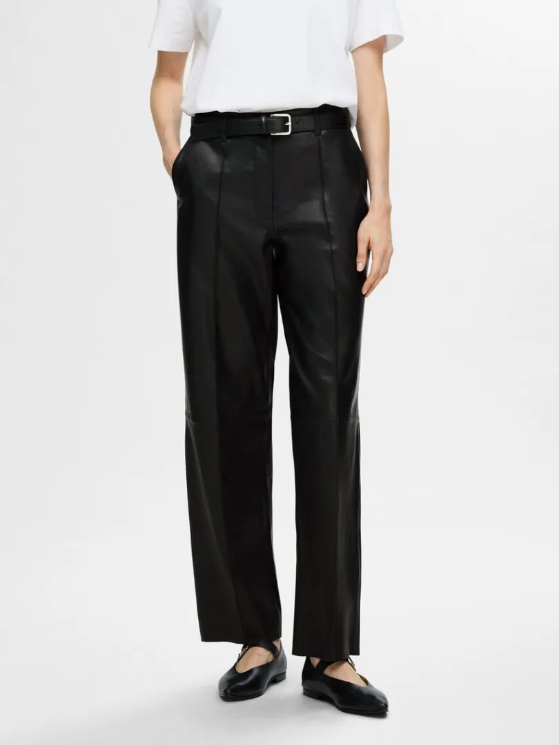 wide_fit_lderbukser_0.webp Bukser>SELECTED WIDE FIT LÆDERBUKSER Black