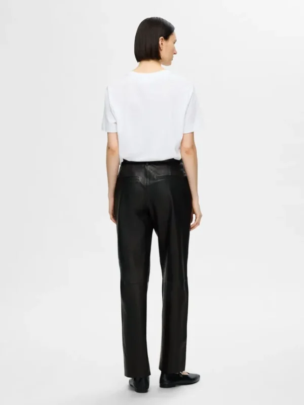 Bukser>SELECTED WIDE FIT LÆDERBUKSER Black