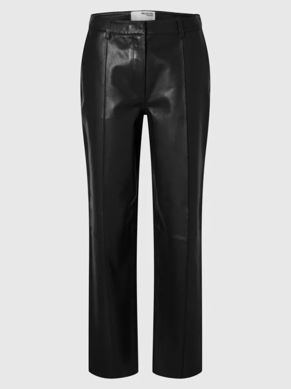 Bukser>SELECTED WIDE FIT LÆDERBUKSER Black