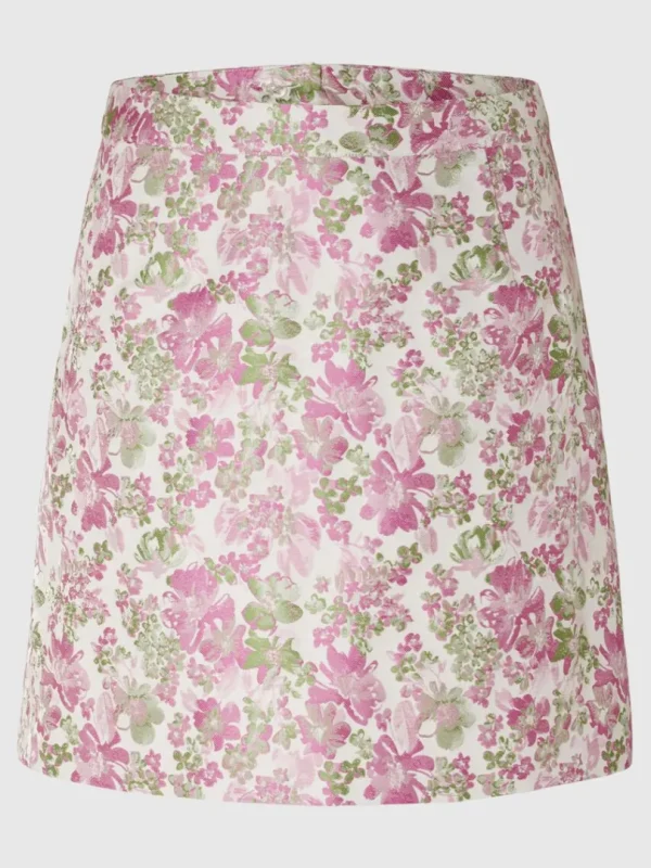 Nederdele>SELECTED BLOMSTRET JACQUARD MININEDERDEL Coloured