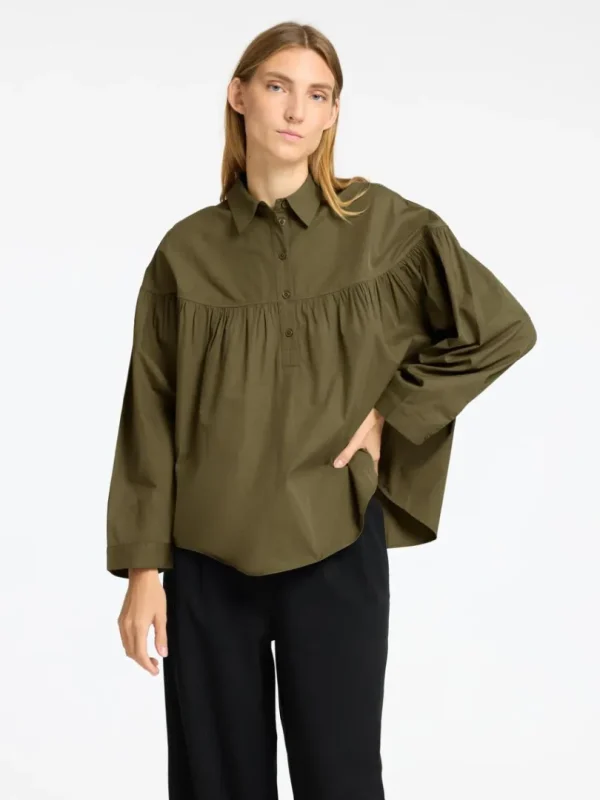 Skjorter>SELECTED 100% BOMULD LANGÆRMET BLUSE Green