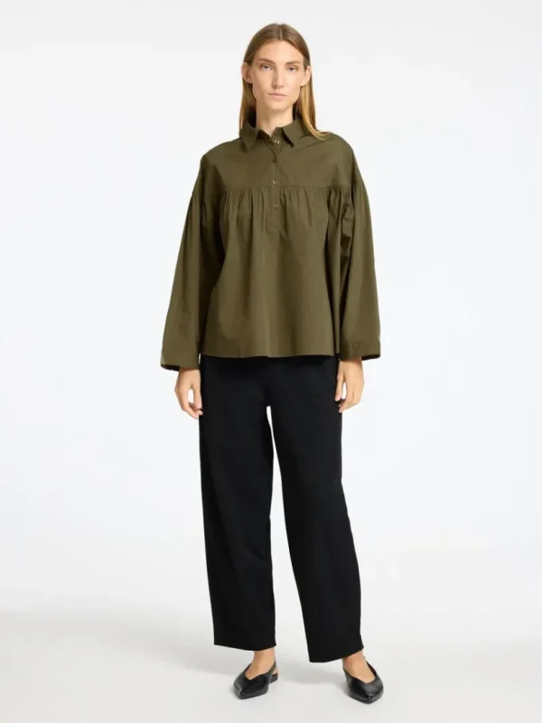 Skjorter>SELECTED 100% BOMULD LANGÆRMET BLUSE Green