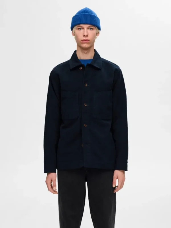 Overtøj | Skjorter>SELECTED 100% BOMULD OVERSHIRT Blue