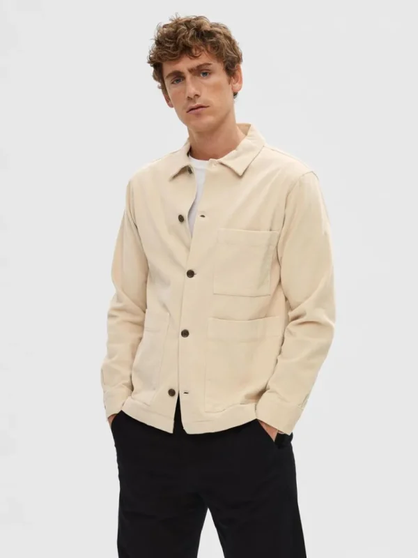 Overtøj | Skjorter>SELECTED CORDUROY OVERSHIRT Beige