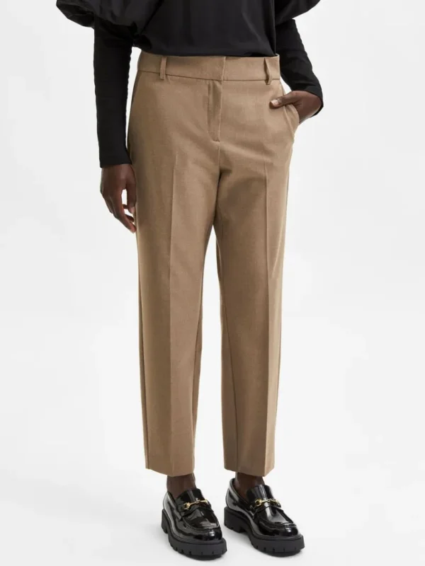 Bukser | Jakkesæt & Blazers>SELECTED CROPPED BUKSER Brown