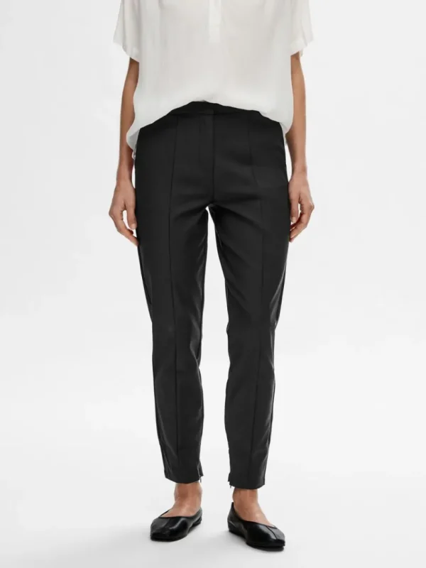 Bukser | Jakkesæt & Blazers>SELECTED CROPPED SLIM FIT BUKSER Black