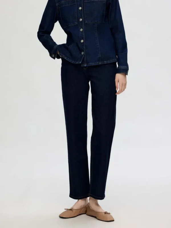 Jeans>SELECTED DARK WASH STRAIGHT FIT JEANS Blue