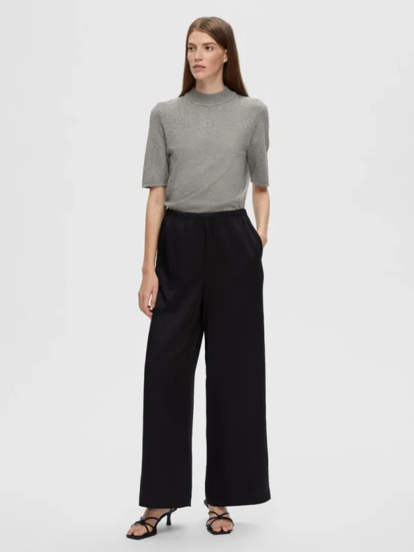 T-shirts | Toppe Og Bluser>SELECTED GLIMMER STRIKKET TOP Grey