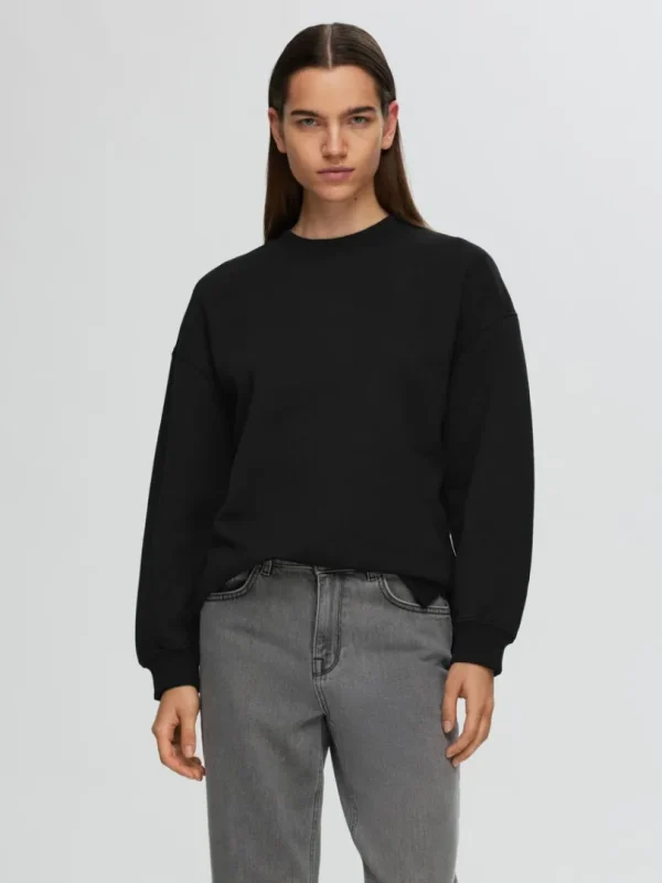 Hættetrøjer & Sweatshirts>SELECTED LANG SWEATSHIRT Black