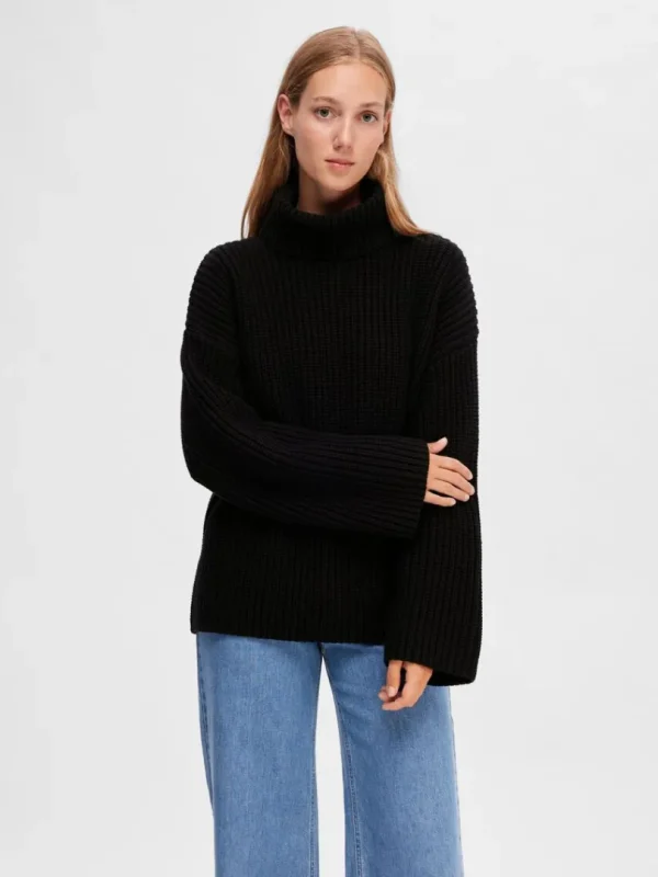 Strik>SELECTED OVERSIZED CHUNKY STRIKKET TRØJE Black