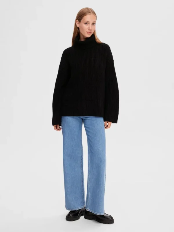 Strik>SELECTED OVERSIZED CHUNKY STRIKKET TRØJE Black