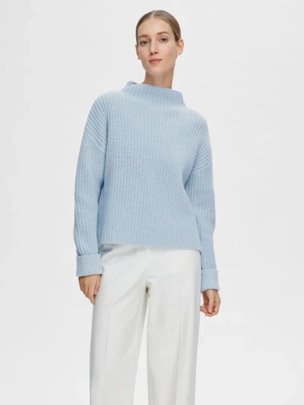 Strik>SELECTED OVERSIZED STRIKTRØJE Blue