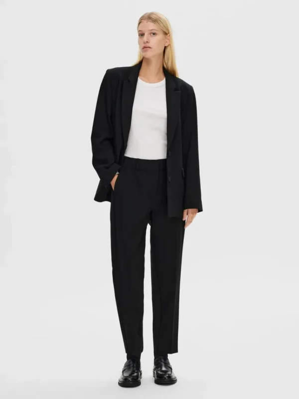 Bukser | Jakkesæt & Blazers>SELECTED SLIM FIT CROPPED BUKSER Black