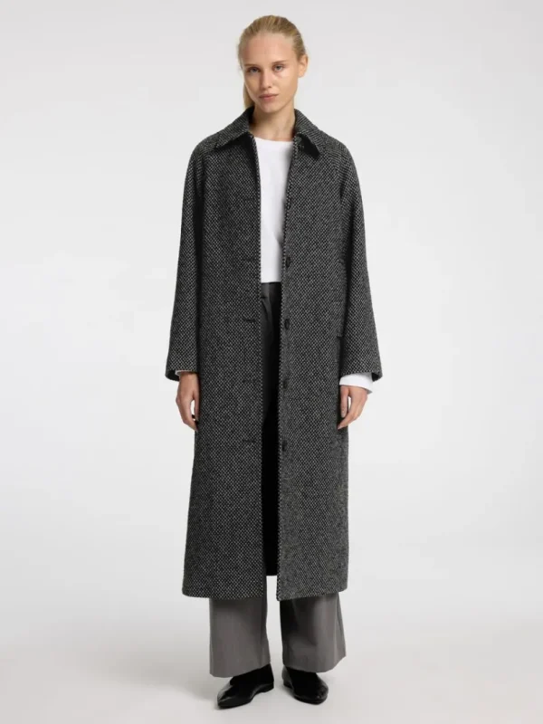 Overtøj>SELECTED STRUKTURERET LANG FRAKKE Grey